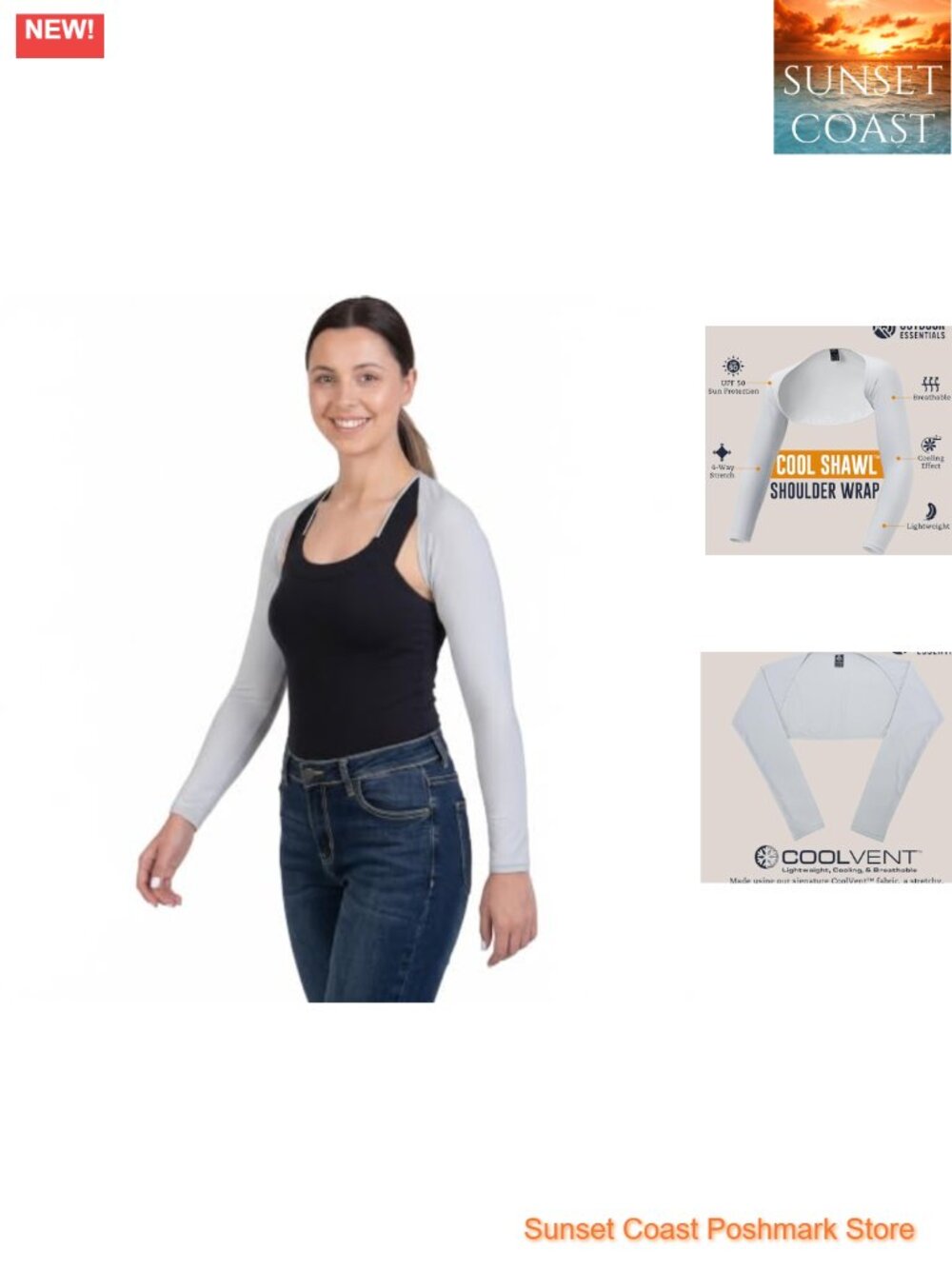 UPF 50+ Sun Protection Arm Sleeves Bolero Shrug for Women Cooling Golf Tennis